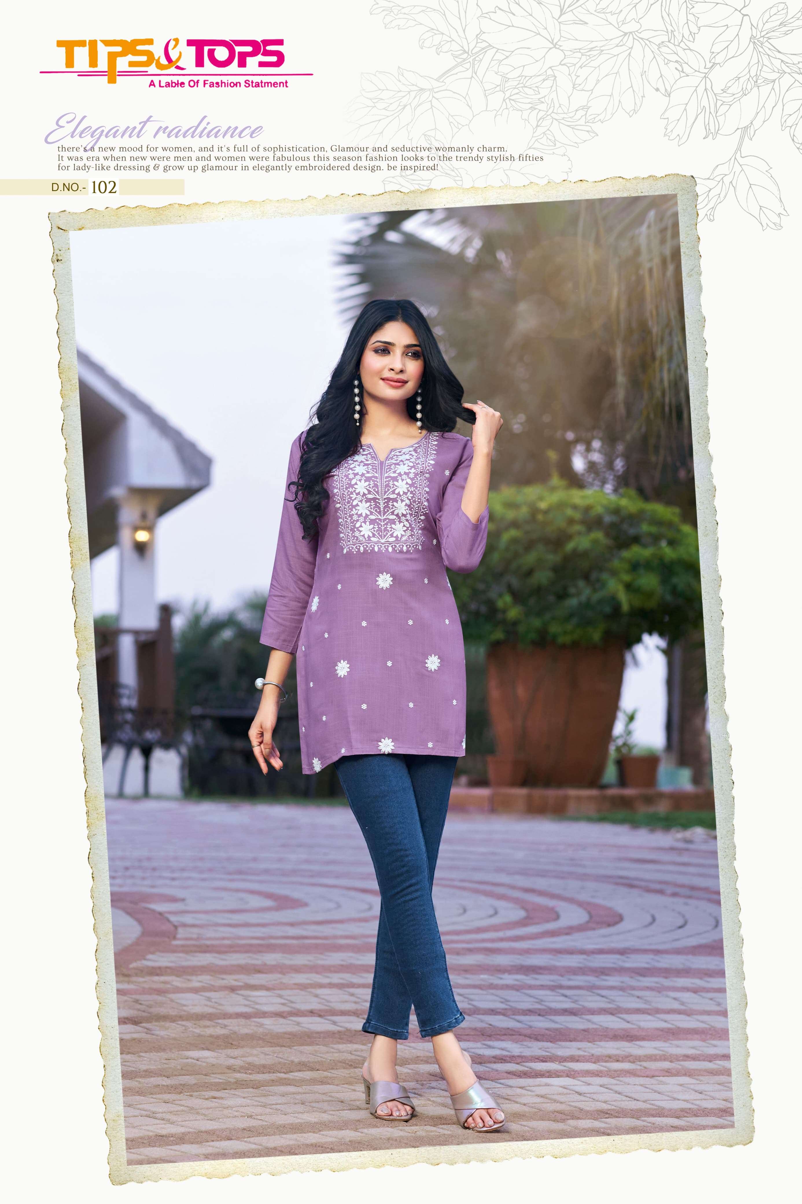 COLORS VOL 4 HEAVY REYON SLUB 16KG EMBROIDERY WORK SHORT TOP BY TIPS AND TOPS BRAND 4002